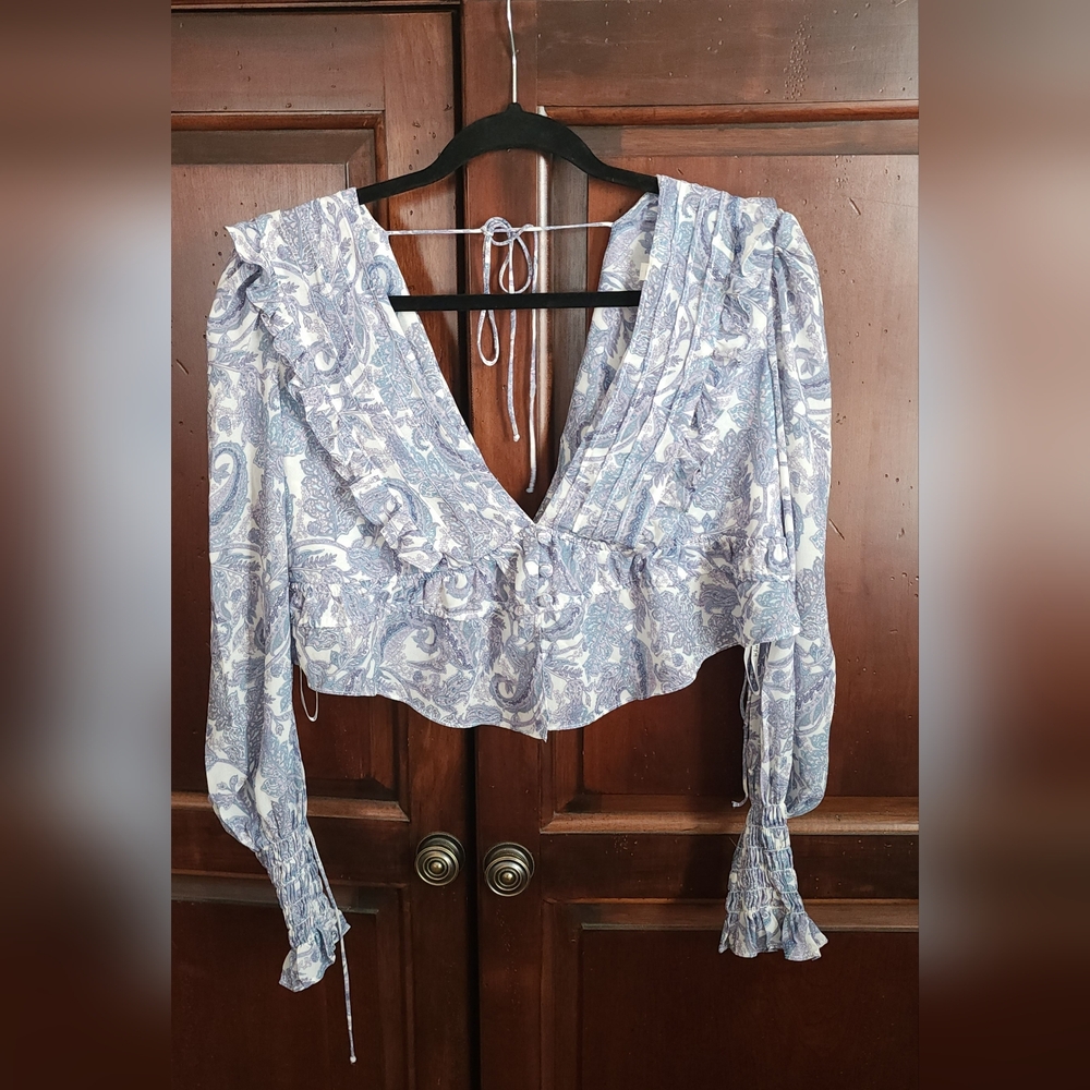 For Love And Lemons Lavender and White Blouse